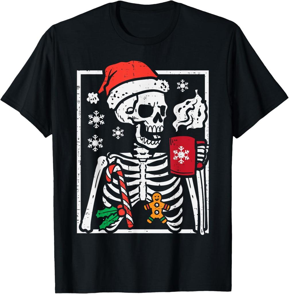 Funny Christmas Skeleton Hot Chocolate Xmas T-Shirt