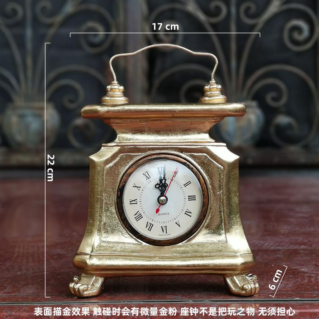 European Resin Desk Clock Vintage Clock American Living Room Fireplace TV Cabinet Creativity Ornaments Home Table Clock