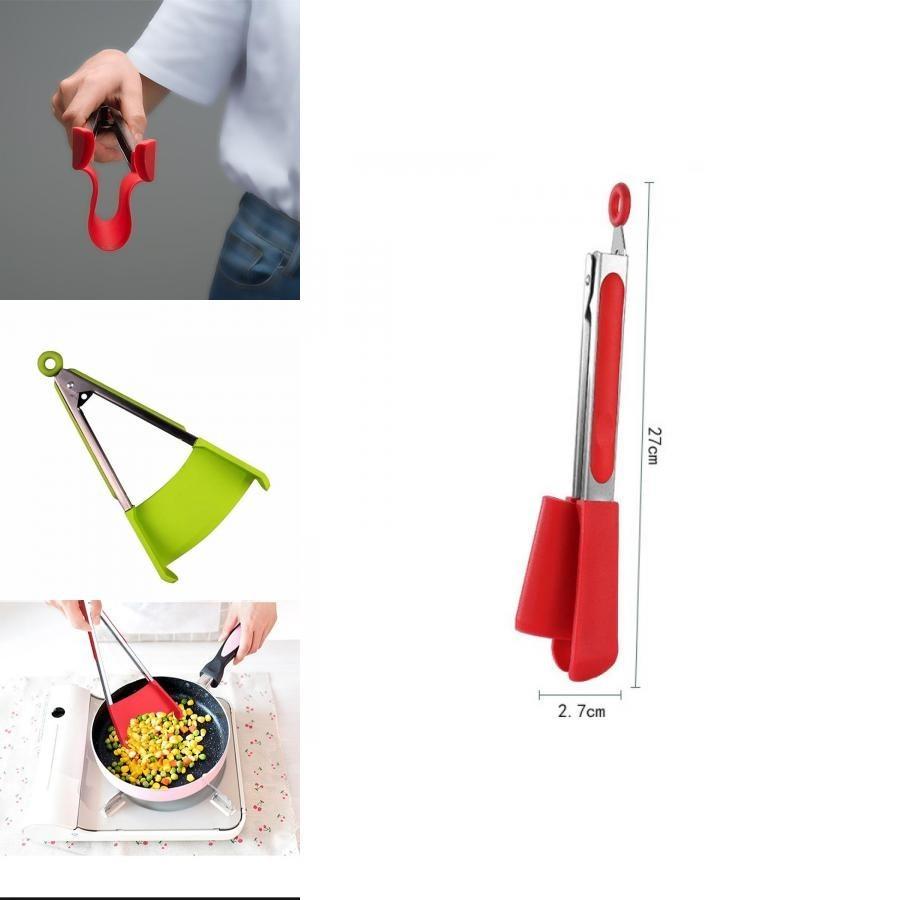 Red Green Silicone Food Clip Kitchen Utensil 9 12 Inch Clamp Anti-slip Bread Bbq Clip