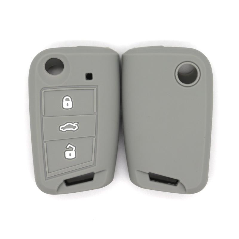 

Suitable for Volkswagen Bora Golf GTI folding plug-in 3-button silicone car key protective cover soft plastic bag сірий