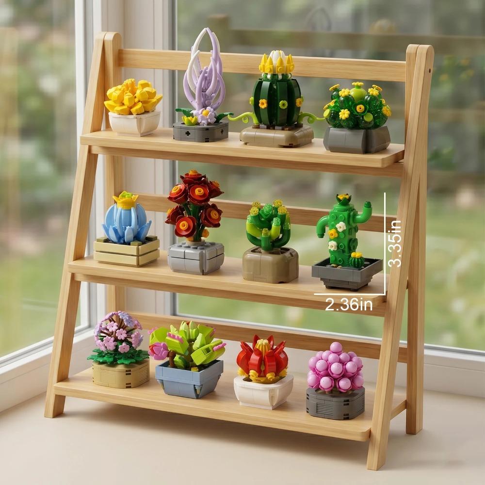 Succulent Plants Building Blocks Kit, Mini Potted Flower Bonsai Model, Simulation Cactus & Succulents Assembly Bricks 1168PCS