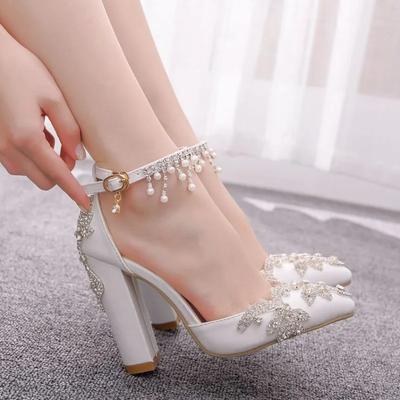 Silver Shiny Crystal Sexy Women Shoe Buckle Strap Gladiator Ladies Sandals Stiletto Wedding Square High Heel Sandals