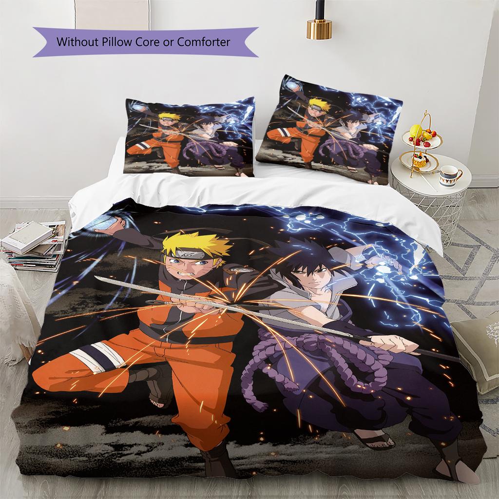 Naruto Anime Character Pattern Bedding Home Decoration Birthday Gift (1 * duvet cover + 2 * pillowcase, without core)