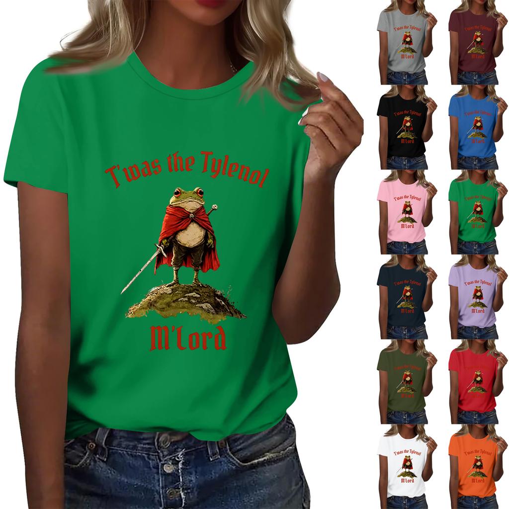 Women's Printed Round Neck Short Sleeve Top