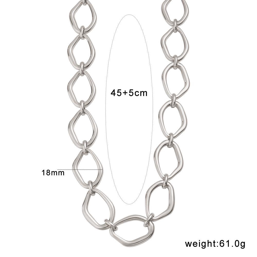 YueShi Stainless Steel Polygon Necklace Bracelet Set Trendy Jewelry