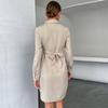 Temperament and Elegance Outer Wear Early Autumn Women's Shirt Dresses Lapel Solid Color French Long Sleeve Shirt Dresses