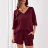European & American Women's Summer Casual Two-Piece V-Neck Short-Sleeve Top and Shorts Set for Travel and Beachwear 2026