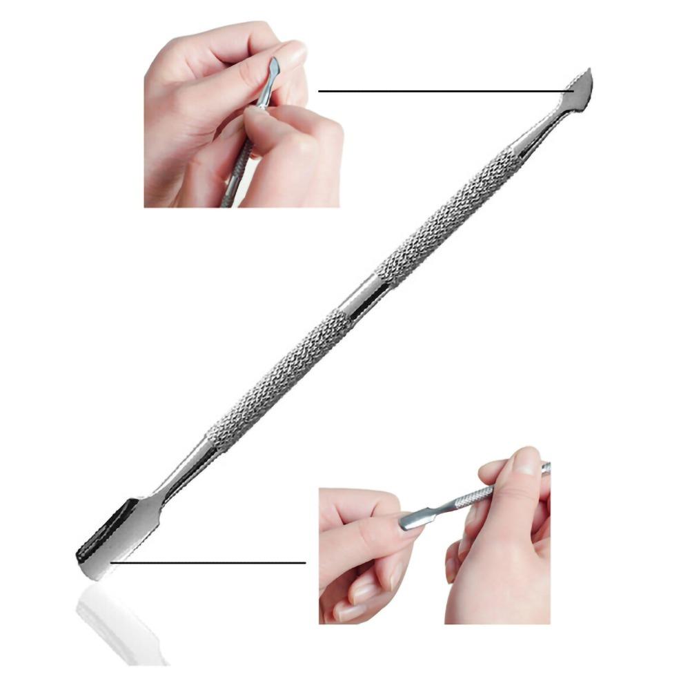 4pcs Stainless Steel Cuticle Pusher Small Compact Dead Skin Remover Nail Scraper Home Manicure Use