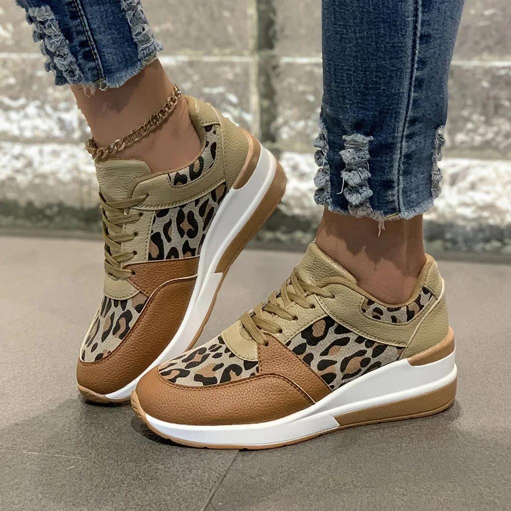 Sneakers Leopard Print Shoes for Women Luxury Brand Women Lightweight Platform Designer Ankle Shoes New Casual Sneakers