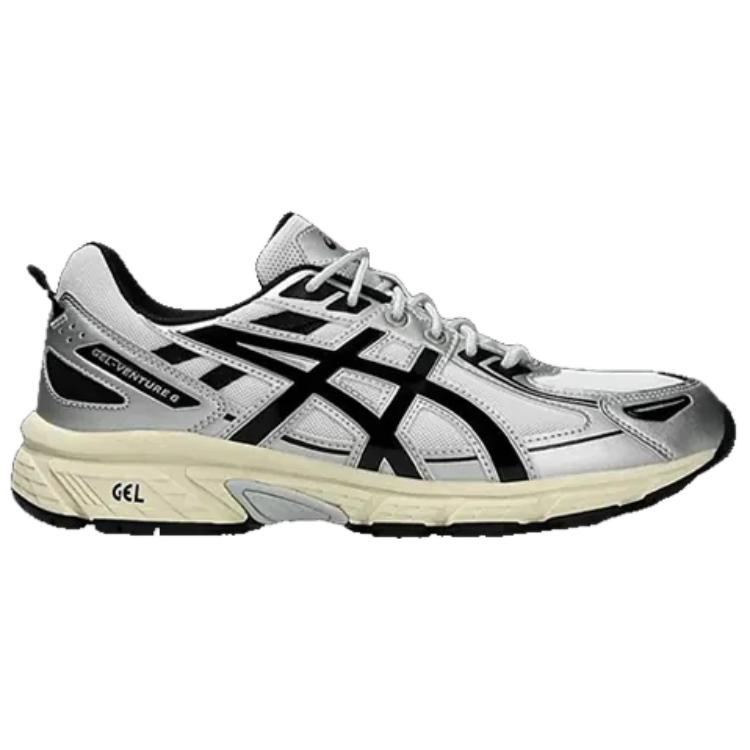 Asics Gel-Venture 6 Bequeme Vielseitige Stoßdämpfende Atmungsaktive Low-Top Laufschuhe Unisex Laufschuhe Silber Weiß Schwarz 1203A545-100