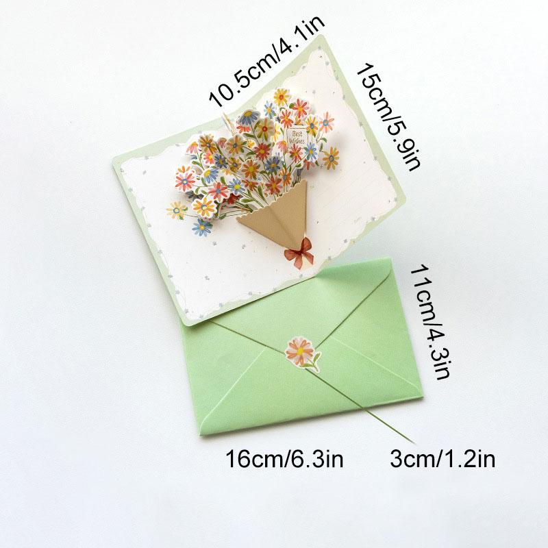 1pc Greeting Card 3D Blessing Card Minimalist Pop-up Style Creative Gift Flower