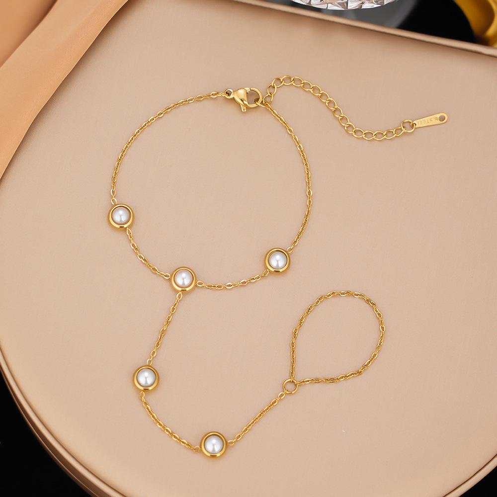 Gold-Plated Double Layer Thin Chain Stainless Steel Hand Chain Jewelry