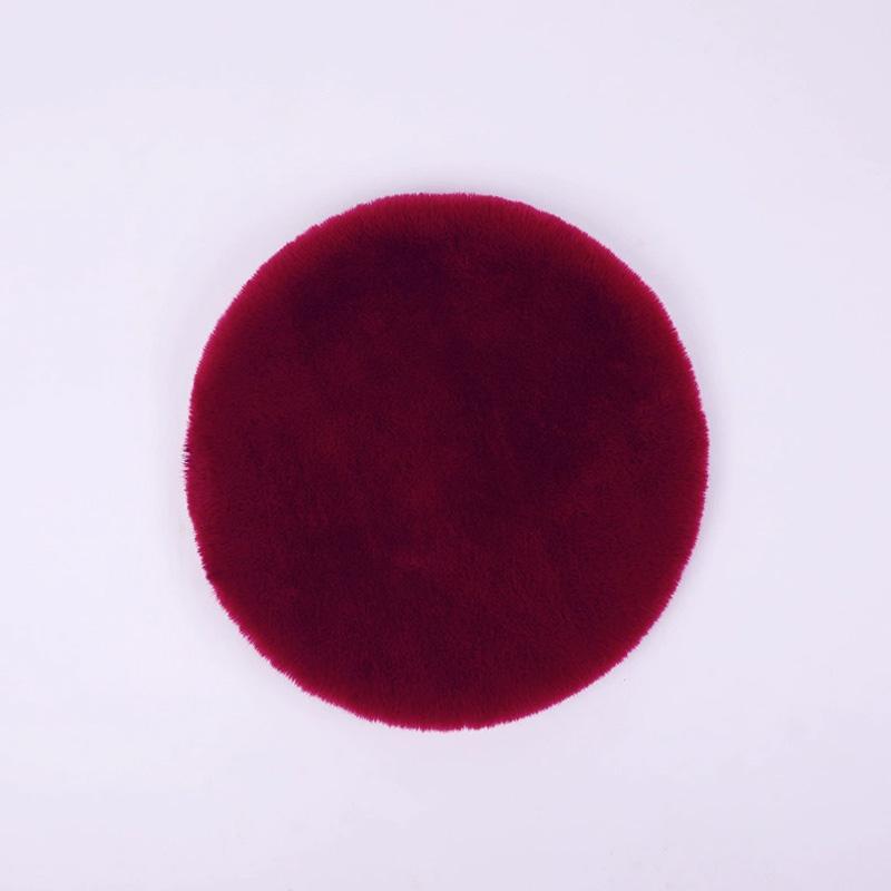 

1 шт. Толстая подушка для стула Толстый коврик Имитация кролика Теплый Однотонный Бытовой Плюшевая подушка Круглая Длинный ворс вино красного