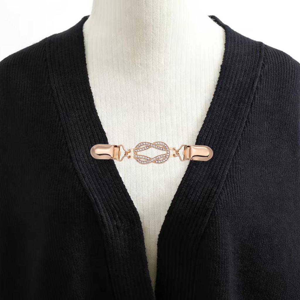 Vintage Rhinestone Sweater Clip for Women – Twisted Shawl, Cardigan, Scarf, and Skirt Waist Cincher Buckle