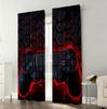 2PC Red & Black Gaming Controller Curtains - Futuristic Honeycomb Print Window Drapes for Boys Bedroom Game Room Decor