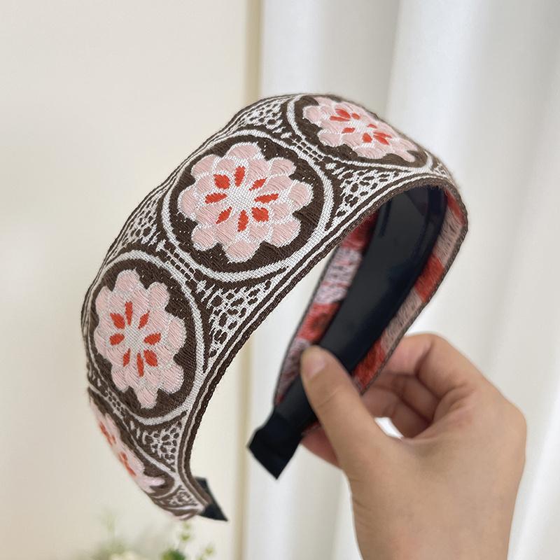Bøhmisk Stil Broderi Pannebånd Etnisk Bredbremmet Hårbøyle Blad Blomstermønster Hårtilbehør Hodeplagg