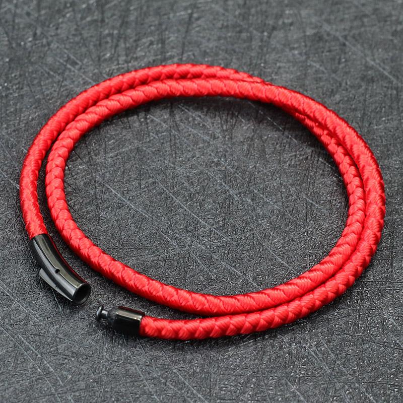 New In 4mm Keel Rope Bracelet For Men Stainless Steel Luxe Braclet Homme Press Lock Clasp Cord Macrame Braslet Pulsera Tela Gift