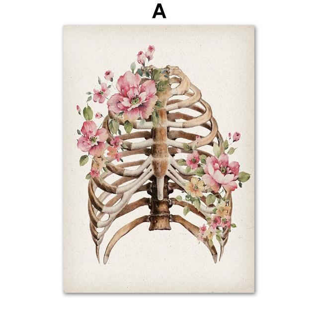 

Цветочный анатомический скелет позвоночника рука рука нога медицинское искусство холст живопись плакаты на скандинавскую тему и принты настенные панно для декора клиники 21cm×30cm NoFrame