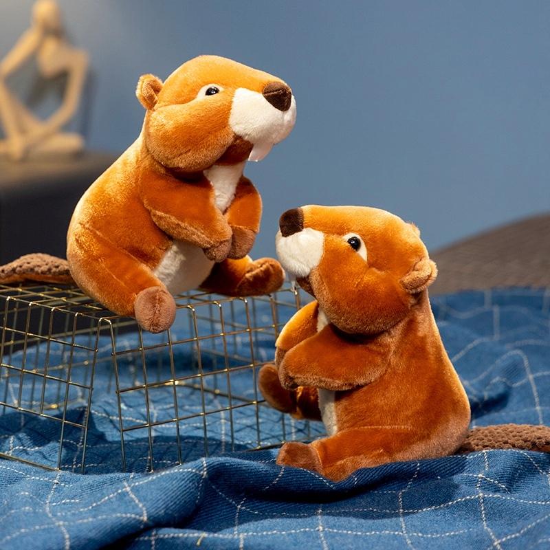 New Simulation Sitting Beaver Plush Doll Cartoon Fluffy Beaver Toy For Children Lovely Birthday Christmas Gift Doll Room Decor