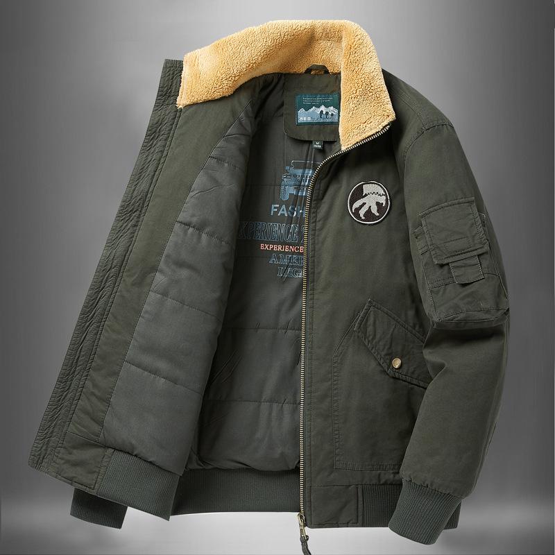 Thickened Cotton-padded Clothes Men's Pure Cotton Washed Casual Cotton-padded Jackets Loose Pilot Tooling Lapel Jacket Cotton-padded Clothes