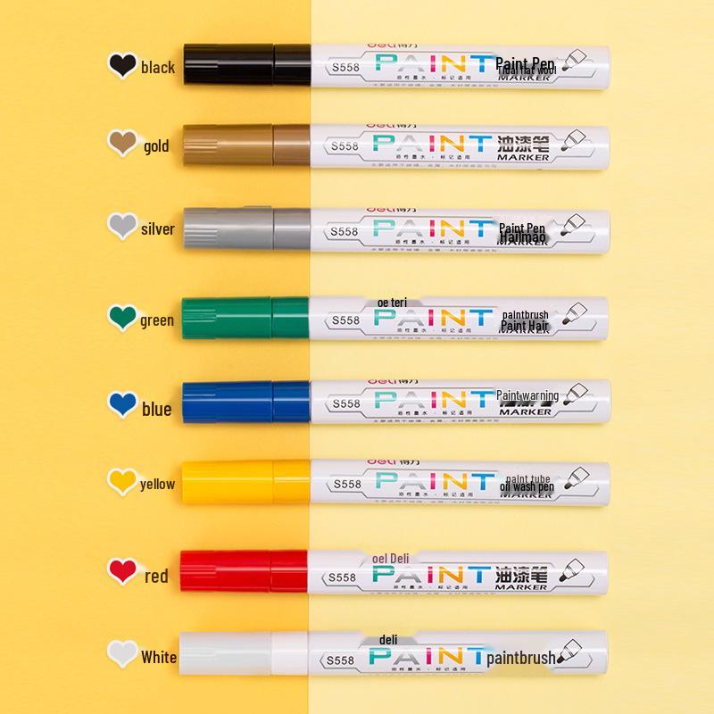 "Deli White Waterproof & Oil-Proof Tire Paint Marker - Non-Fading Oily Graffiti Pen"