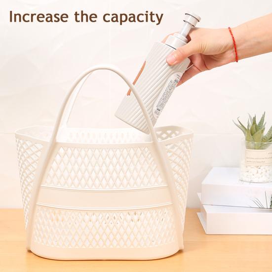 Shower Caddy Basket, Thickened PP Sturdy Organizer, with Reinforced Soft Handle, Quick-Dry Drainage Hole Design Basket, for Bathroom Kitchen Balcony