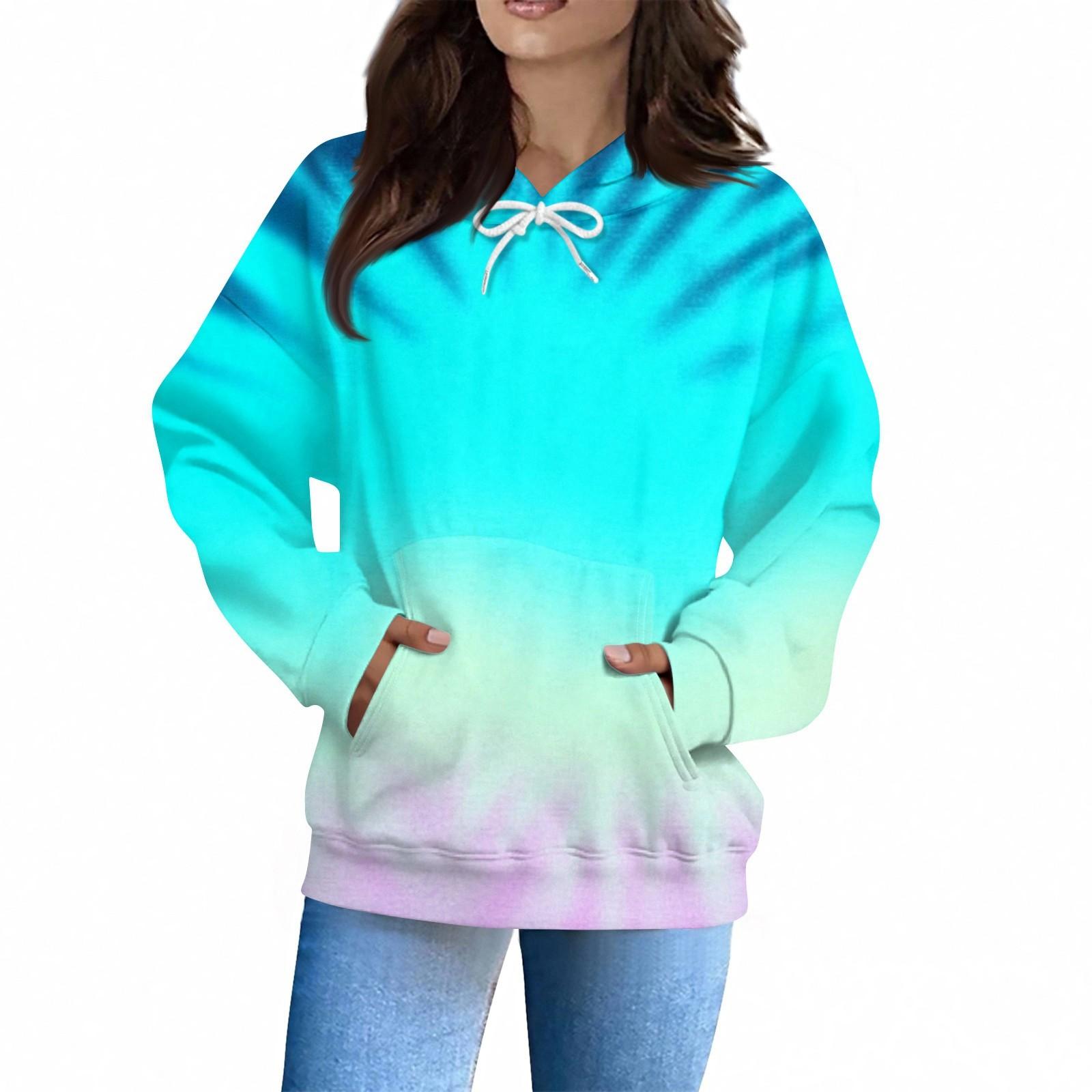 

Women s Fashion Daily Casual Hoodie Long Sleeve Printed Top L ціан