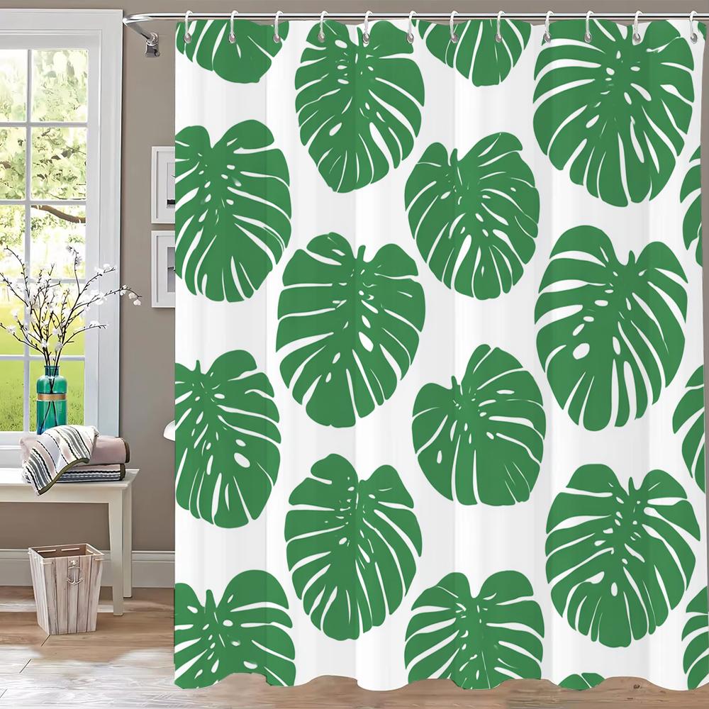 Modern Art Abstract Leaves Shower Curtain, Bathroom Curtain,Printed Polyester Home Decorative Curtain With Hooks