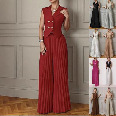 2025 New Fashion Vest Vest Pleated Skirt Pants Two-piece Trousers Suit Women