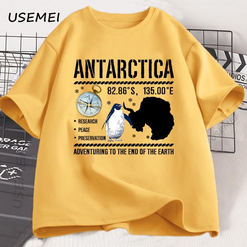 Antarctica T Shirt South Pole Tshirt Funny Cute Penguin Tshirt Casual Cotton Short Sleeve Round Neck Graphic T Shirts Clothes