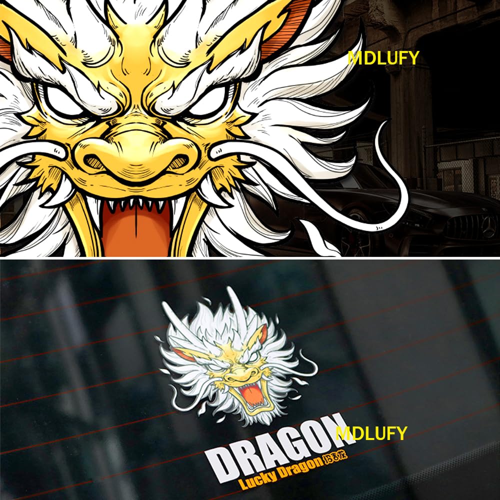 MDLUFY Dragon Car Sticker Laptop Sticker Golden Dragon Totem Sticker Waterproof Sticker Bike Sticker Dragon Animal Sticker (Golden-M) (Golden, M)