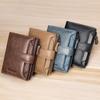 Portfel męski Skóra PU Krótki Vintage Wielokartowy Krótki Portfel ze skóry woskowanej olejowo Pudełko prezentowe Pop Prezent