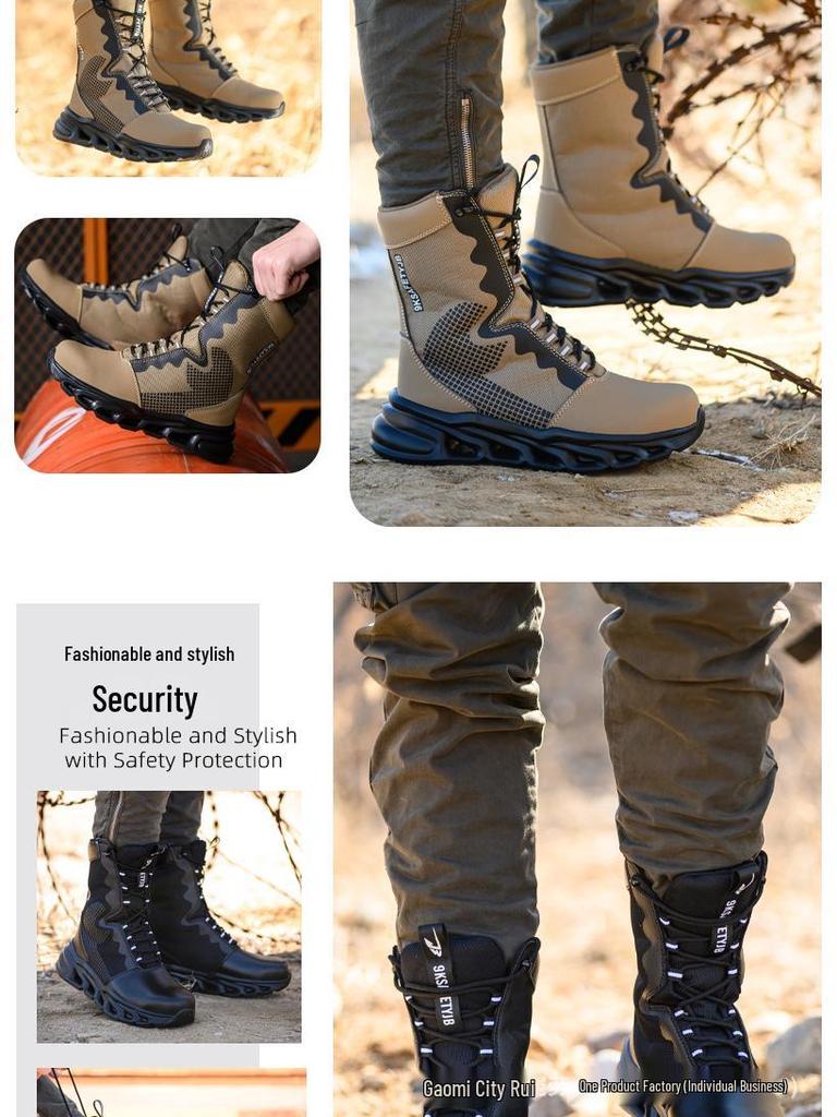 Men's Steel Toe Safety Shoes: High-Top, Ankle Support, Anti-Smash, Puncture-Resistant, Comfortable, Wear-Resistant