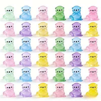 10/20/100pcs Glowing 3D Little Otter Garden Home Decoration Luminous Mini Animals Micro Landscape Moss DIY Dollhouse Ornament