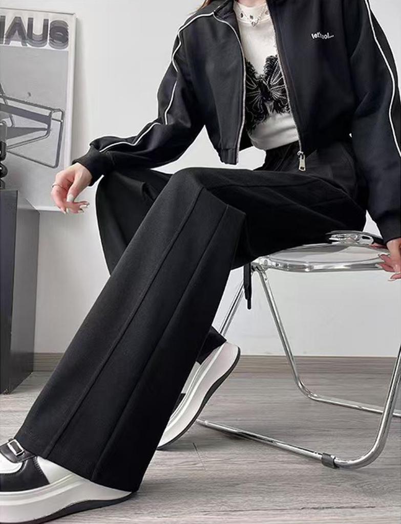 2025 Korean Fashion Women's Slimming High-Waisted Straight-Leg Pants for Autumn/Winter