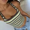 European and American style summer new wholesale women's clothing sexy slim-fitting striped printed sleeveless square neck vest top women