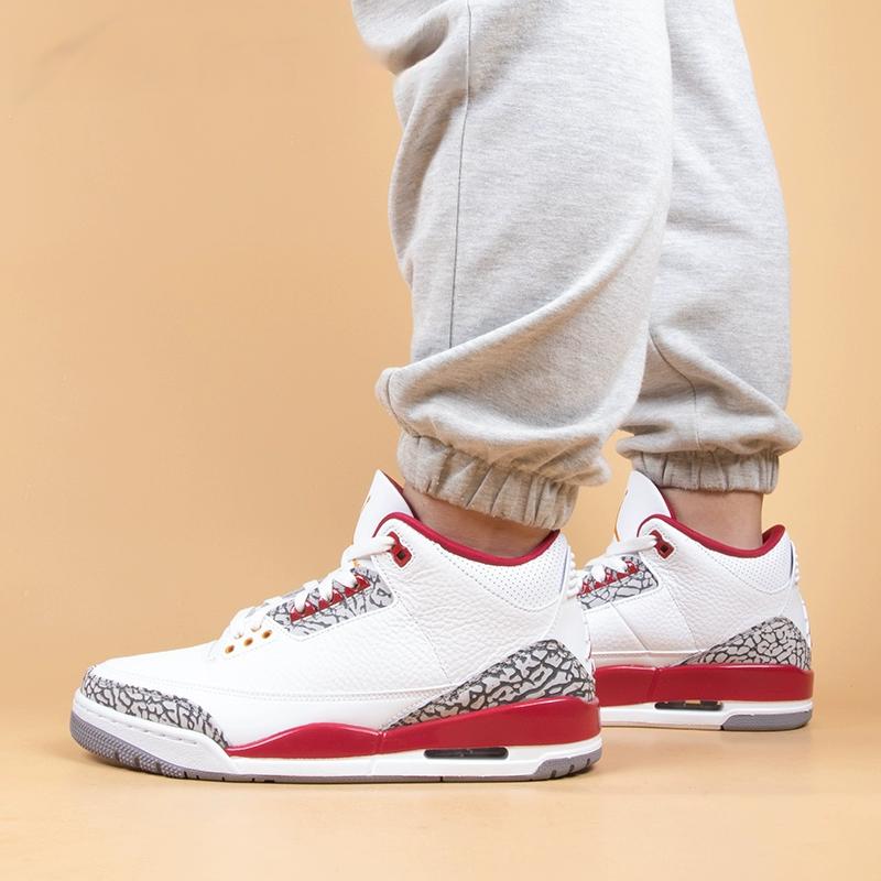 Air Jordan 3 Retro GS Cardinal Red Kinder-Sneakers Weiß Light-Curry Zementgrau 398614-126