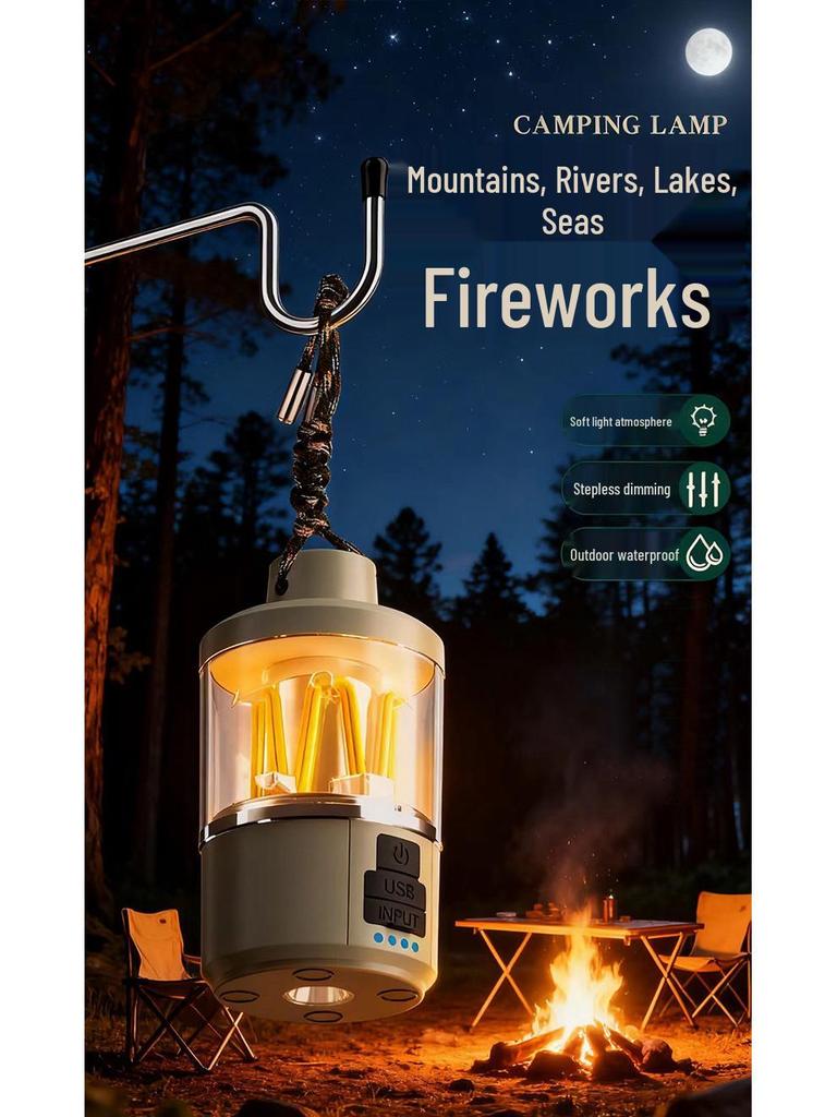 Rechargeable LED Camping Light with Adjustable Three-Color Modes and Long Battery Life.