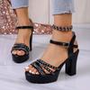 Women's Chunky High-Heeled Waterproof Sandals: Single & Fine Straps, Versatile Spring/Summer Fashion