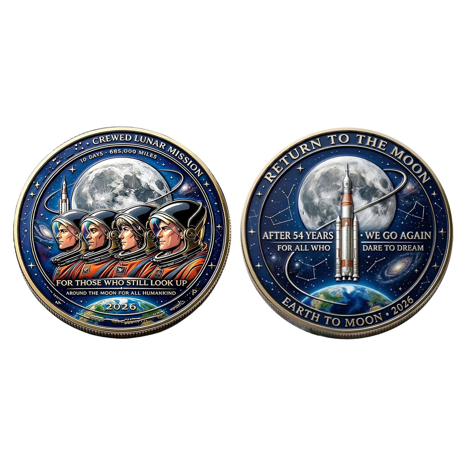 

Lunar Commemorative Coin — Lunar Exploration: Achievements — Space Exploration Collectible Coin — Souvenir For Astronomy Enthusiasts One Size