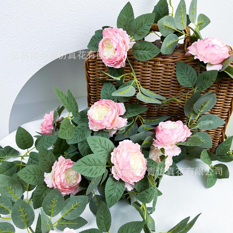 Simulation Of Fake Peony Vines, Living Room Ceiling Winding Blocking Decorative Plastic Vines Artificial Green Plants