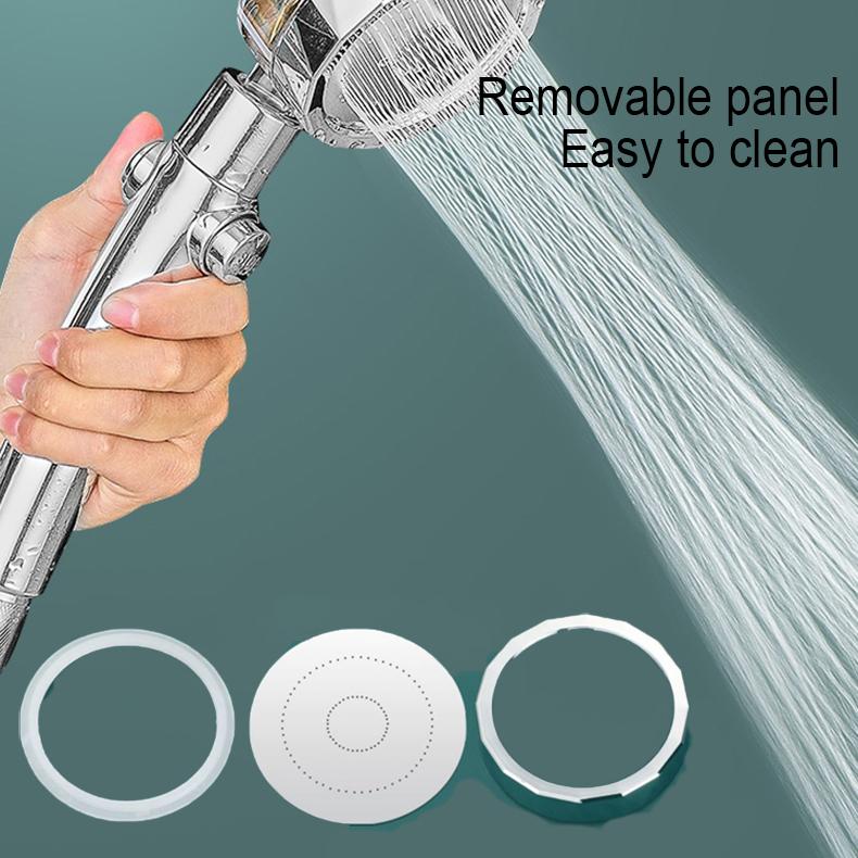 Shower Head Water Saving Flow 360° Rotating W/Fan ABS High Pressure Spray Nozzle