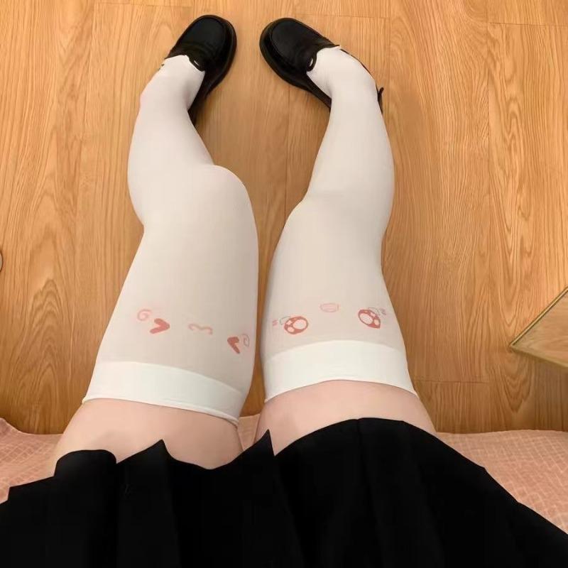 Yiran Sexy Lingerie Women's Japanese Anime Kawaii Expression Thigh Socks Cartoon Long Lolita Sock Jk Harajuku Over Knee Thigh High Y2k Cosplay Stockings Cm