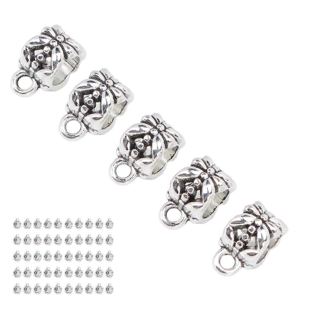 50Pcs Beard Beads Hair Braiding Beads Antique Silver Metal Finish Moderate Size Exquisite Dreadlocks Beads