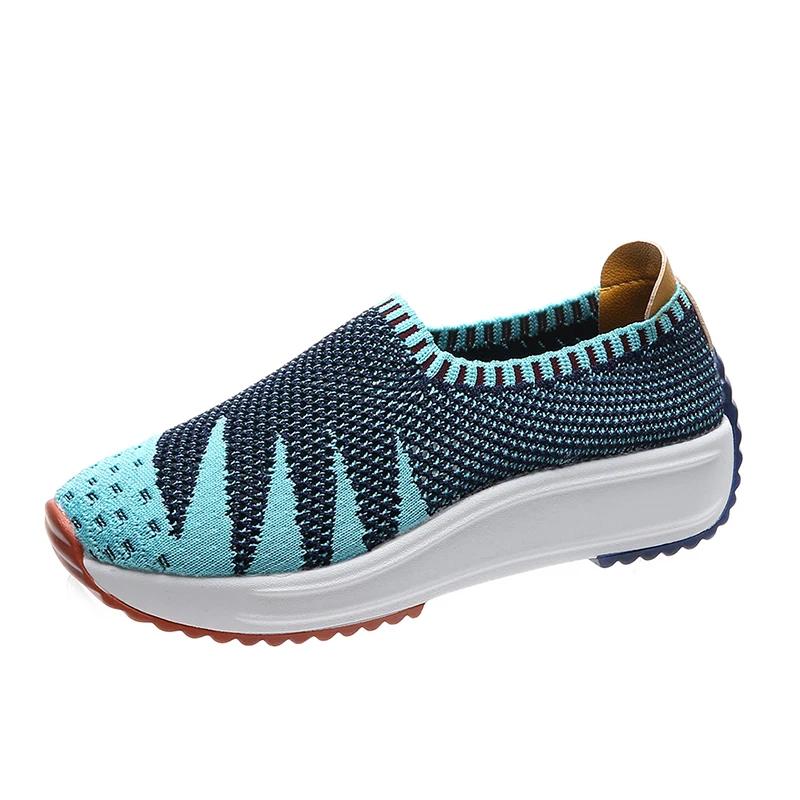 Fashion Sock Shoes for Women Mesh Platform Women Sneakers Fashion Breathable Casual Shoes Slip on Light Women Running Shoes Plus Size 43