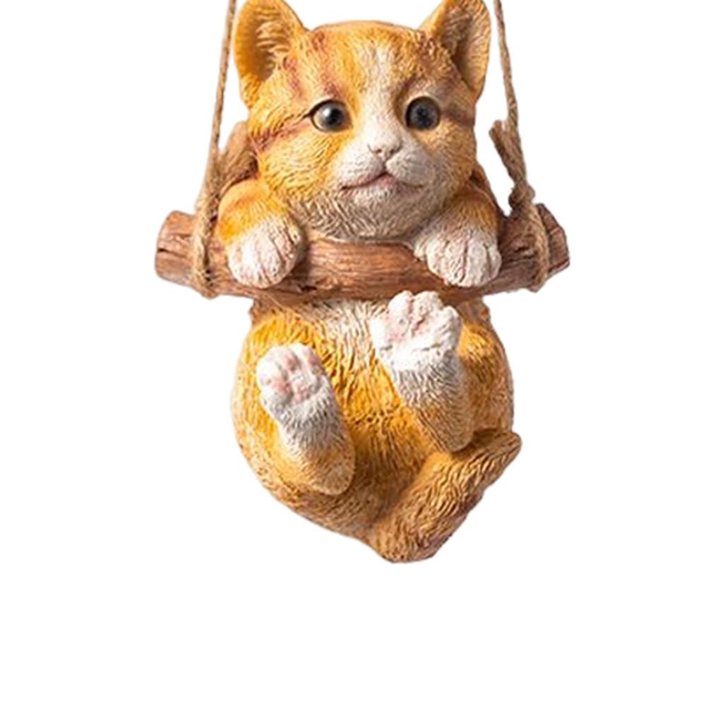 Cute Hanging Cat Statue Garden Animal Figurine Decorative Sculpture Pendant