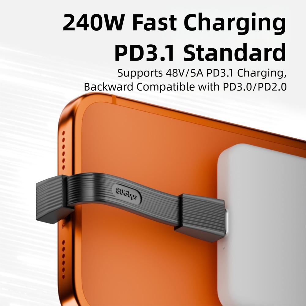 USB4 Flexible Charging Cord 8K 60HZ USB-C Data Line Type-C To Type-C Data Cable  Mobile Drive