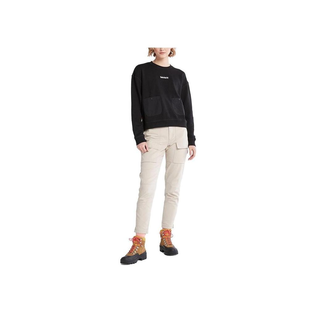 Timberland Logo Print Crew Neck Sweatshirt Women sweatshirt Black A5X2W-001