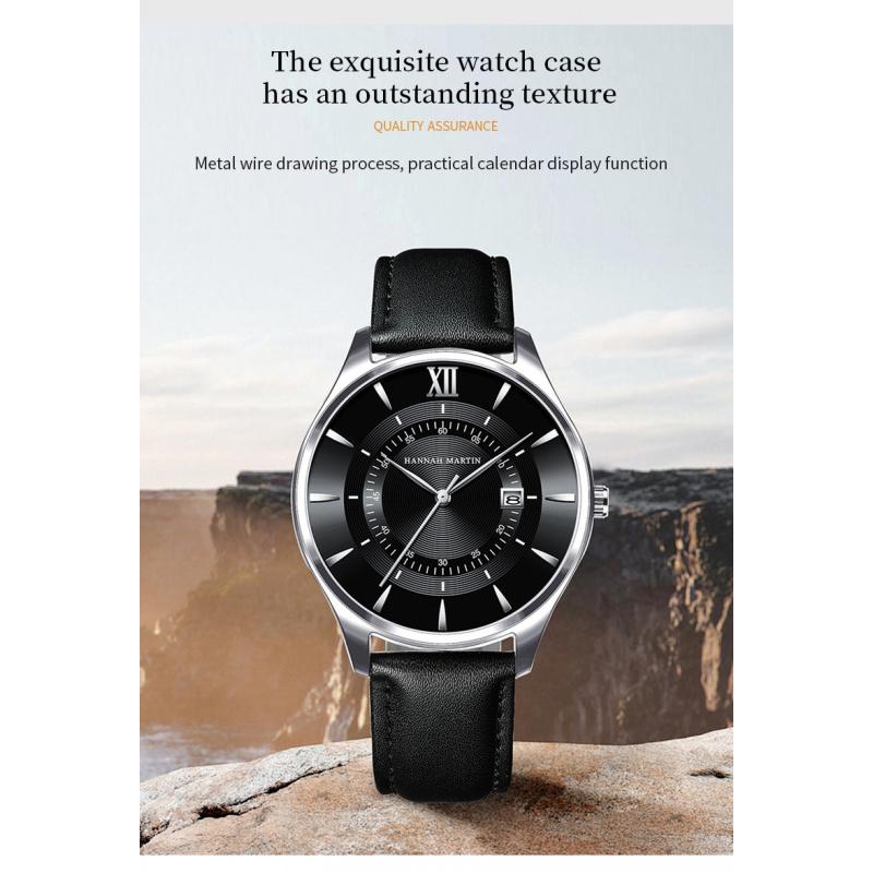 Neue Doppelskalen-Kalenderuhr Herren Casual Business Wasserdichte Quarzuhr