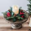 Christmas New Year Table Decoration Leaf Candlestick Wreath Party Home Table Decor Artificial Leave Candle Ring Garland